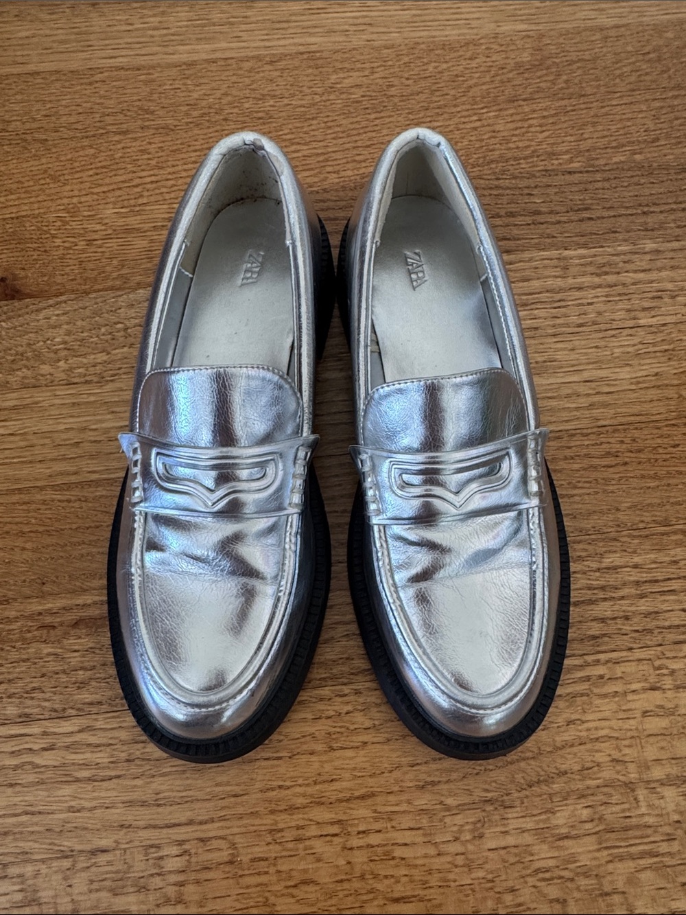 Zara Silver Loafers